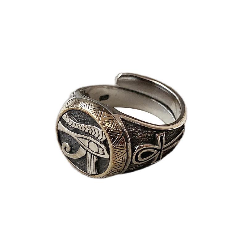 Ancient Egyptian Jewelry Ankh Eye of Horus Ring for Men Retro Personal ...